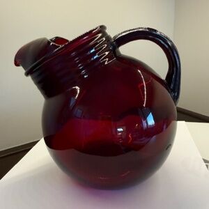 Anchor Hocking Royal Ruby Red Vintage Ball Pitcher - CIRCA 1960's
